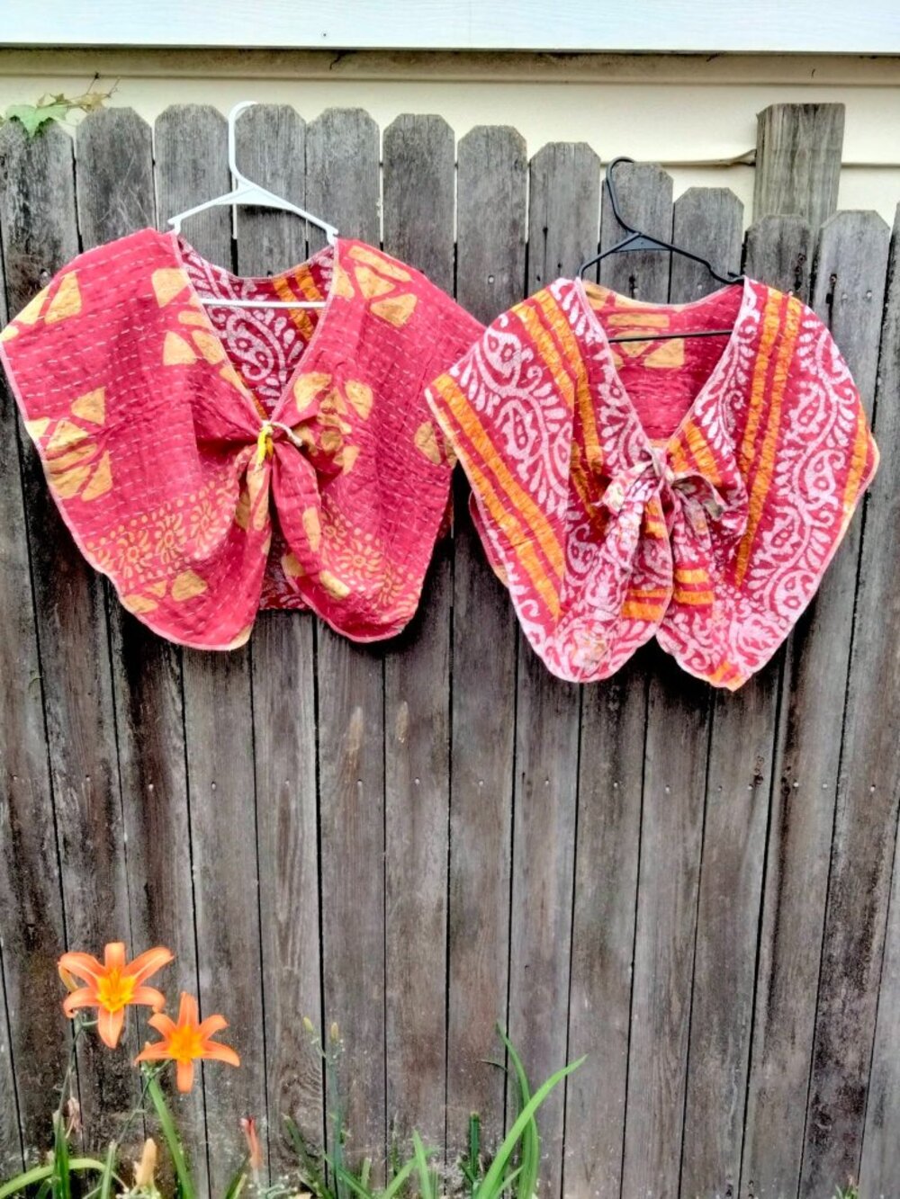 Women Reversible Handmade Kantha Butterfly Poncho Tops One Size Bohemian